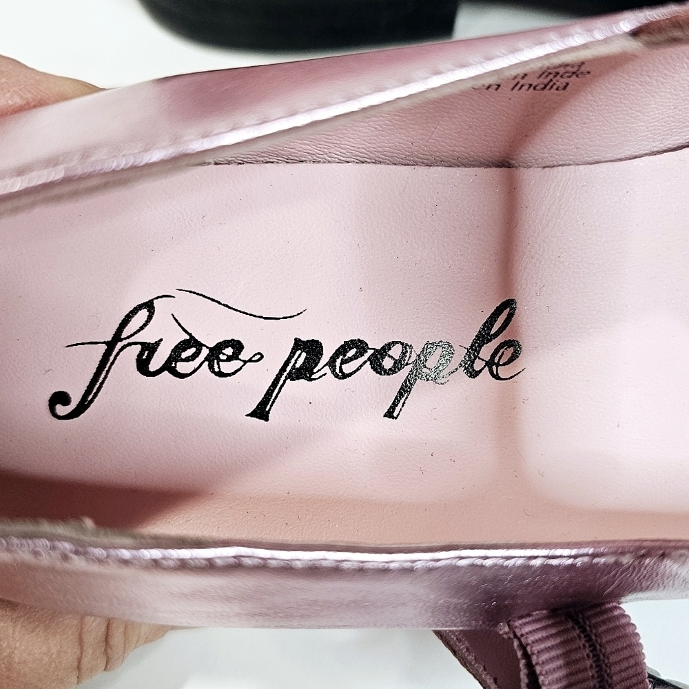 Free People Rumor Diamante Mary Janes Flats Pink Faux Leather - Picture 5 of 10